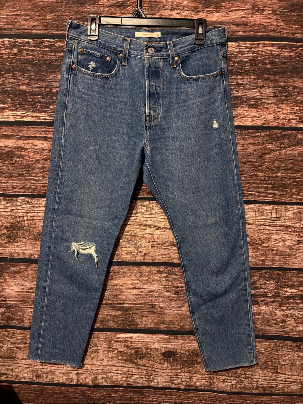 Levi's Women's Straight-Leg Distressed Blue Jeans